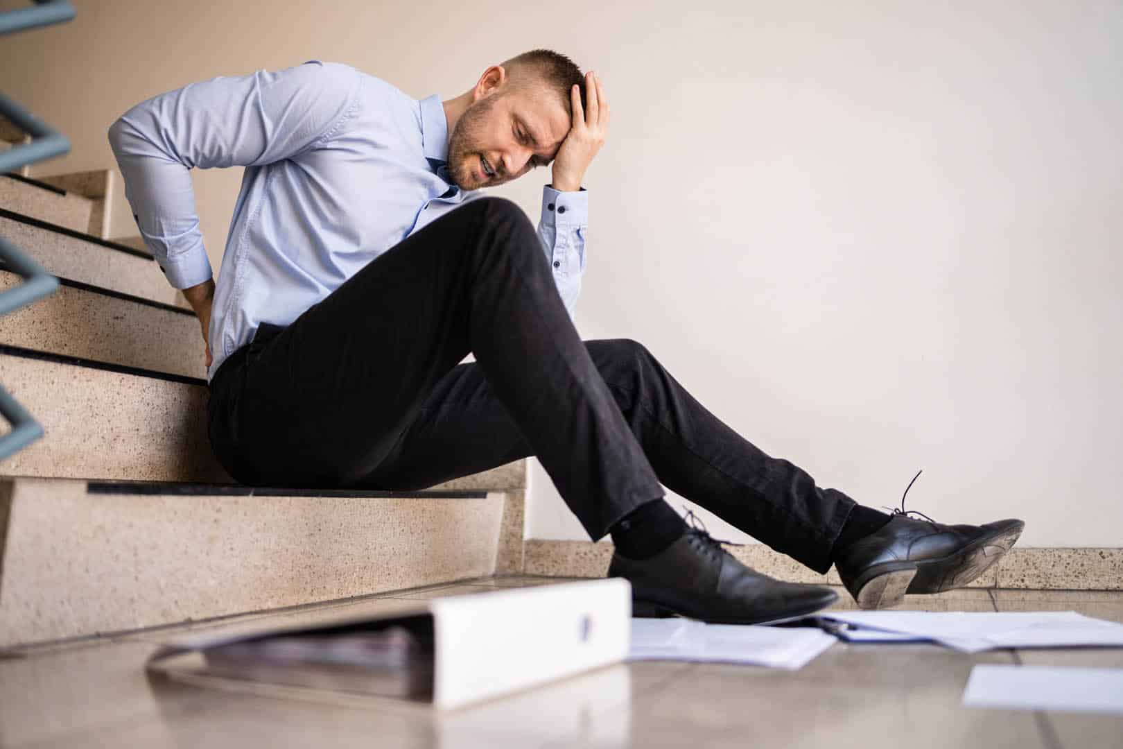 Fall,And,Fall,Injury,Accident,At,Workplace.,Man,Fell,Down slip and fall down the stairs accident